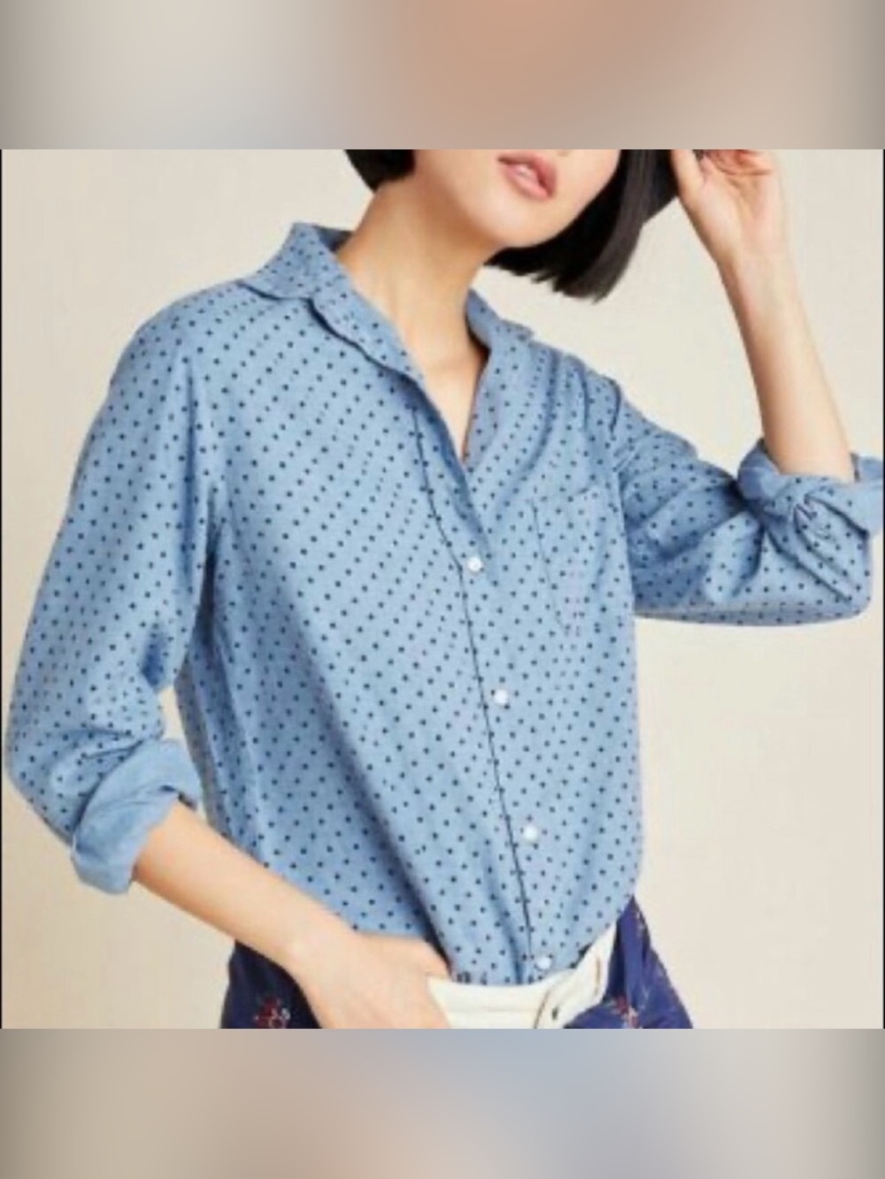 Frank & Eileen Grayson The Hero Button Down Chambray Shirt, size XS/1
